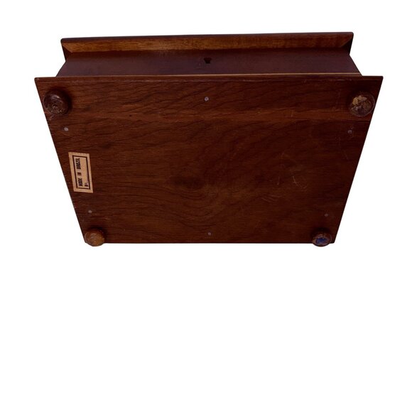 Vintage Wooden Jewelry Box With Faux Inlay Rose Design & Lock Keyhole Rectangula - Picture 9 of 9